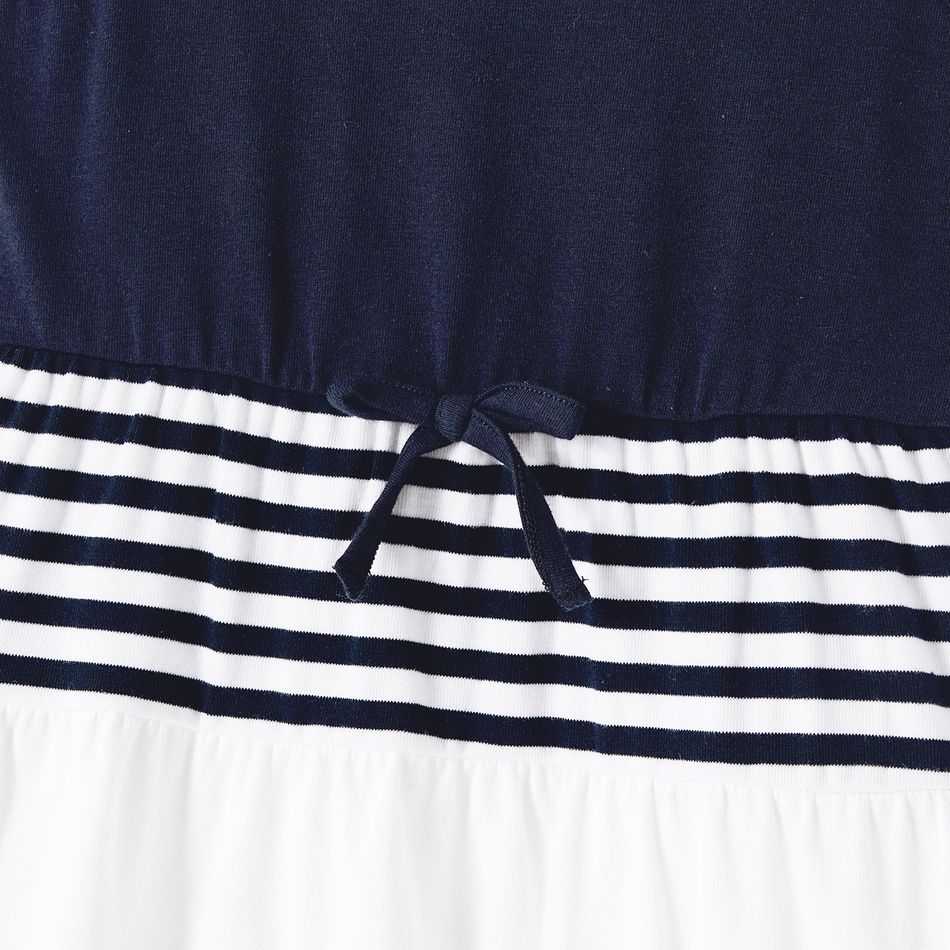 Family Matching Cotton Colorblock Striped Short-sleeve Tee and Spliced Tank Dresses Sets Tibetanbluewhite big image 10