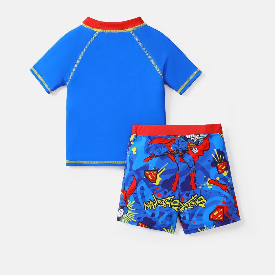 Justice League Toddle Boy 2pcs Short-sleeve Top and Trunks Swimsuit Blue big image 2