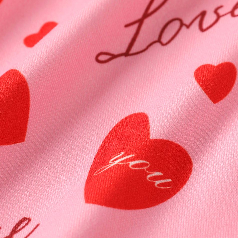 2pcs Kid Girl Heart Print Sleeveless Dress and Letter Print Crop Tee Set pink- big image 4