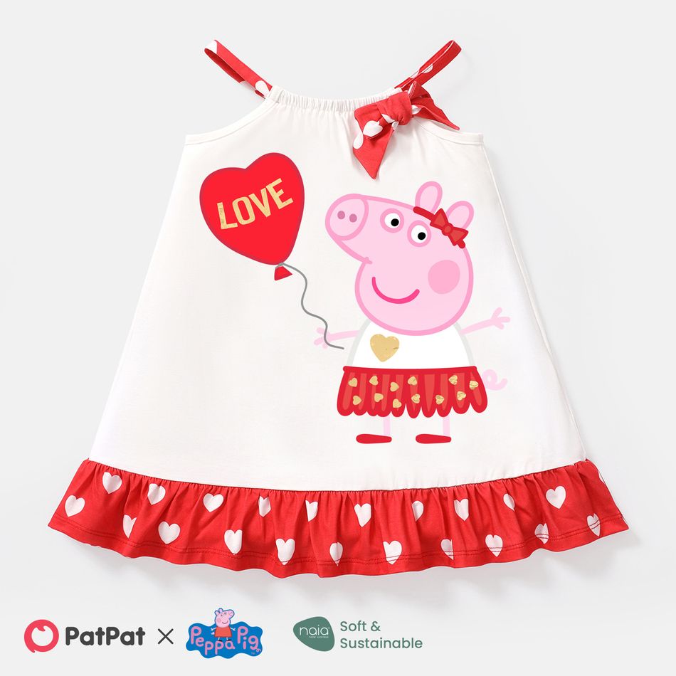 Peppa Pig Toddler Girl Mother's Day Naia Heart Print Halter Dress White