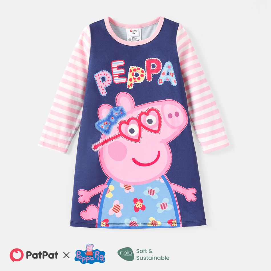 Peppa Pig Toddler Girl Naia Striped Long-sleeve Dress DENIMBLUE