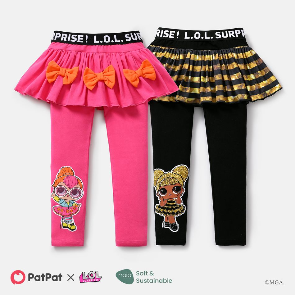 L.O.L. SURPRISE! Toddler/Kid Girl Naia Cotton Bowknot Design/Stripe Skirt Leggings Black
