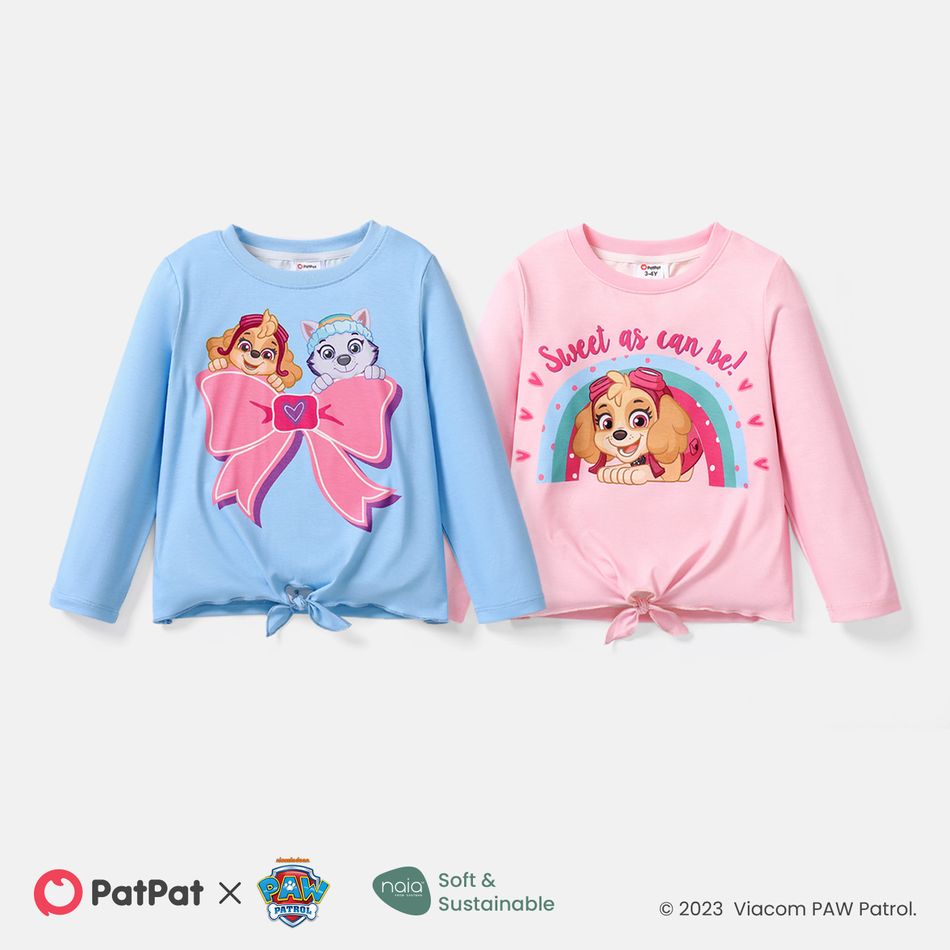 PAW Patrol Toddler Girl Mother's Day Letter Print Tie Knot Long-sleeve Tee Pink big image 6