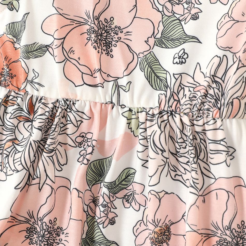 Baby Girl Floral Print Flutter-sleeve Naia™ Romper Pink big image 5