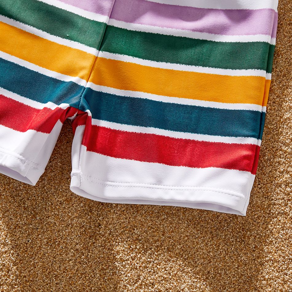 Family Matching Colorful Striped Ruffle-sleeve Cut Out One-piece Swimsuit or Swim Trunks Shorts COLOREDSTRIPES big image 14