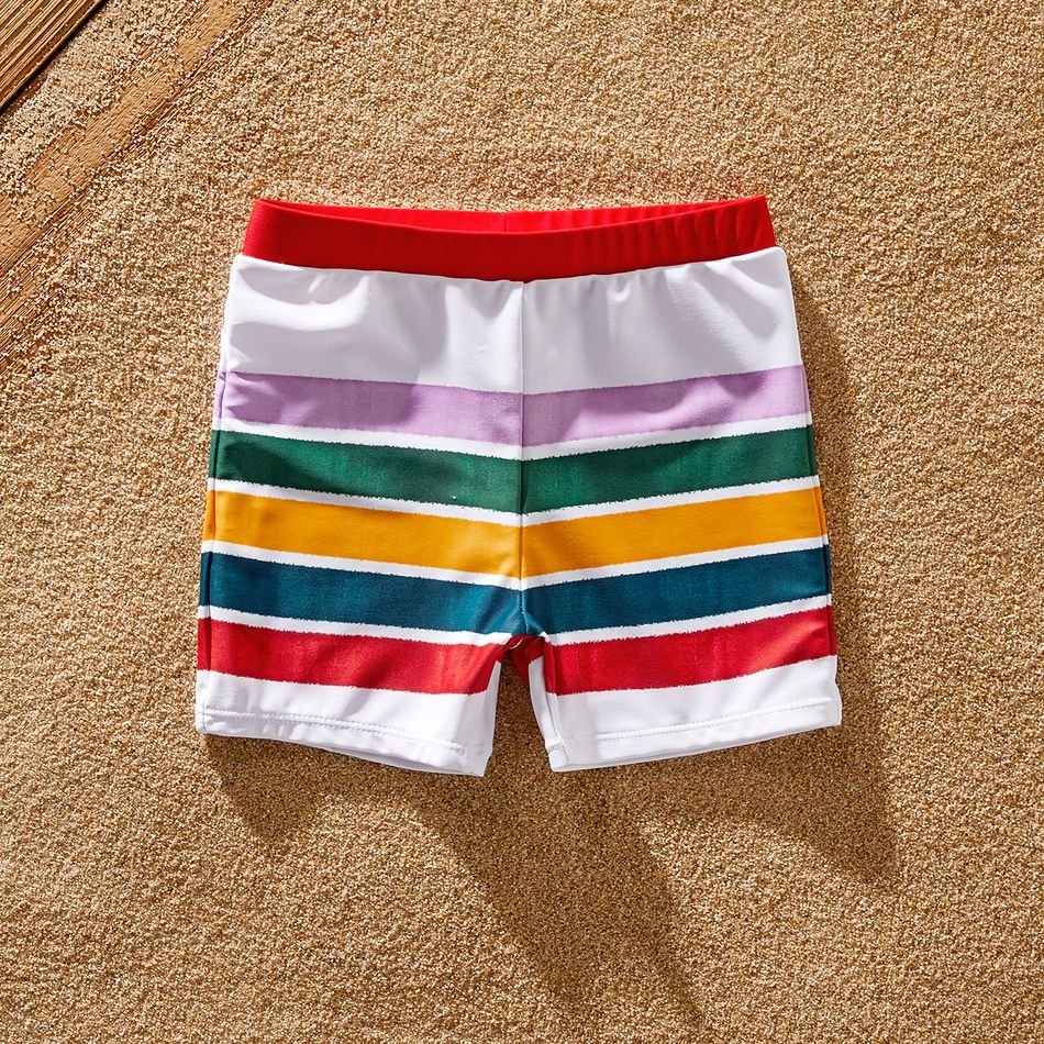 Family Matching Colorful Striped Ruffle-sleeve Cut Out One-piece Swimsuit or Swim Trunks Shorts COLOREDSTRIPES big image 12