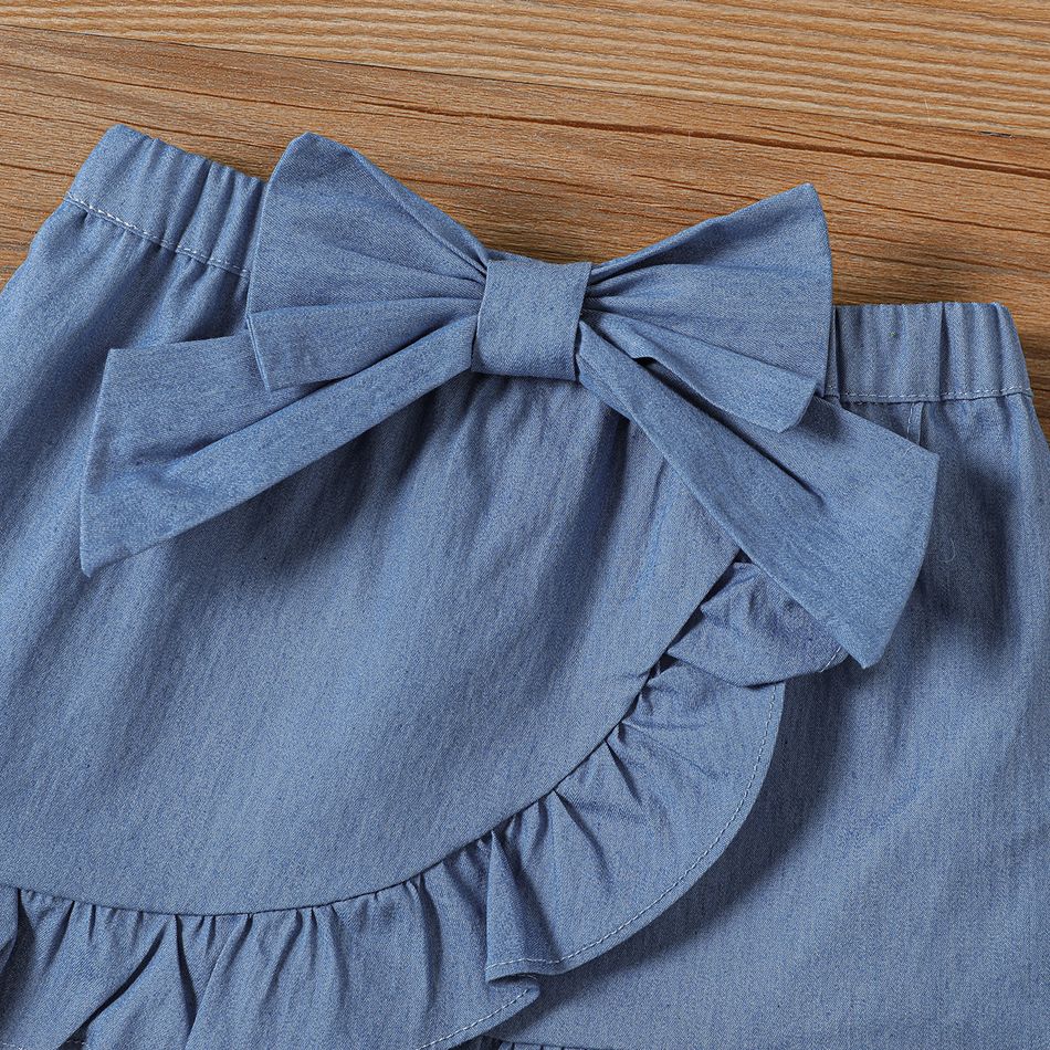 3pcs Baby Girl Cotton Ribbed Allover Ladybird Print Cami Top and Bow Decor Ruffled Skirt & Headband Set Pink big image 4