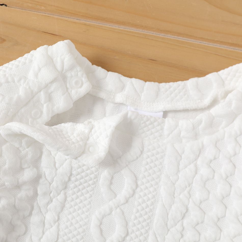 2pcs Baby Boy/Girl Solid Long-sleeve Imitation Knitting Set White big image 7