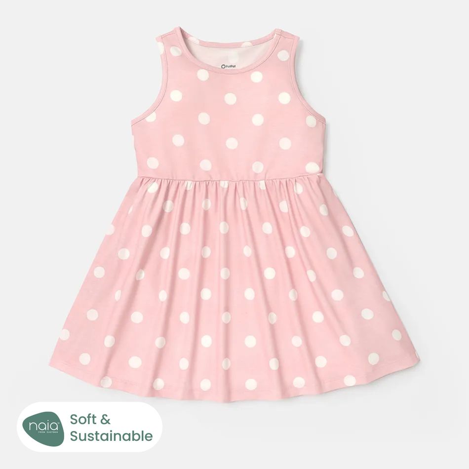 Ärmelloses Kleid mit Herzdruck/Tupfen für Kleinkinder/Kindermädchen rosa big image 4