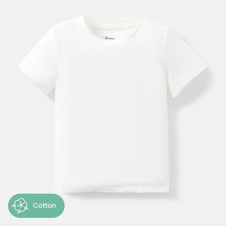 Toddler/Kid Solid Color Short-sleeve Cotton Tee White