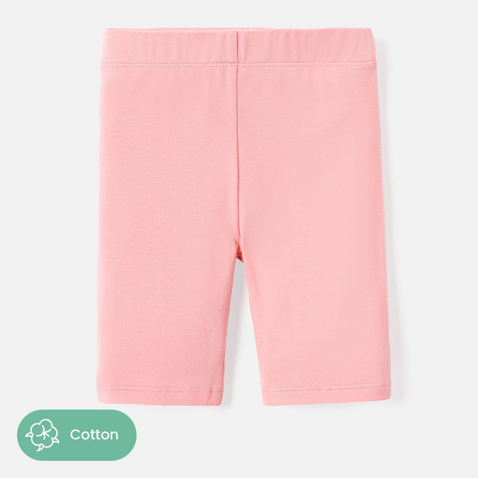 Toddler/Kid Girl Solid Color Cotton Leggings Shorts Pink big image 5