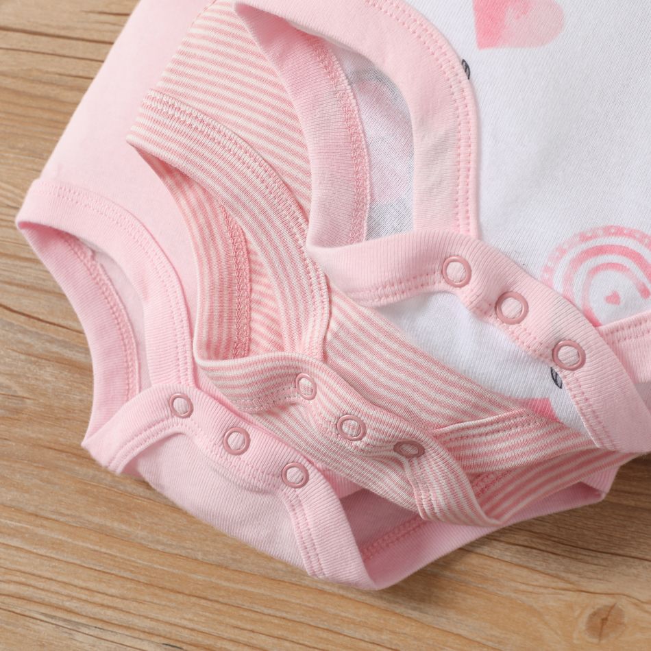 3-Pack Baby Girl/Boy Elephant Print/Solid Color Short-sleeve Rompers Pink big image 4
