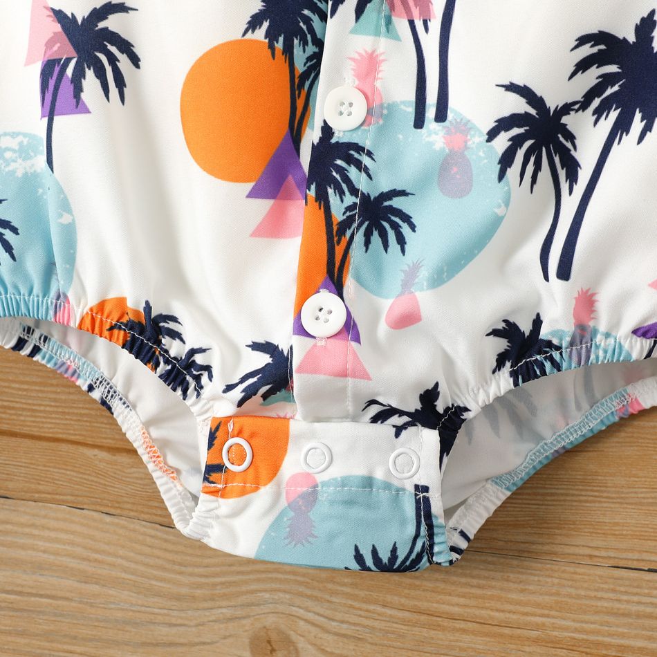 Baby Boy Allover Coconut Tee & Dots Print Button Front Short-sleeve Romper Multicolour-1 big image 4
