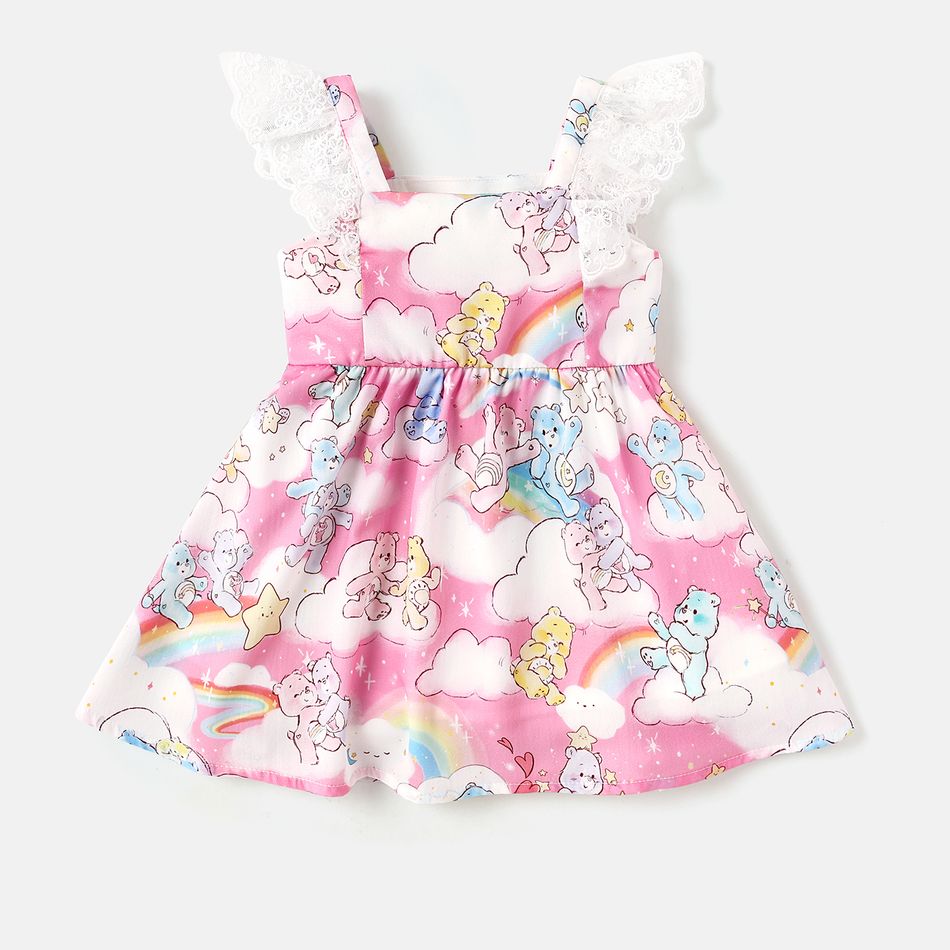 Care Bears Baby/Toddler Girl Rainbow Print Flutter-sleeve Dress Colorful