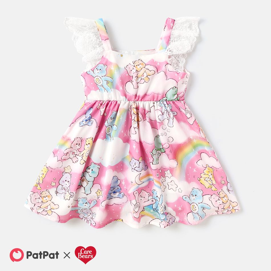 Care Bears Baby/Toddler Girl Rainbow Print Flutter-sleeve Dress Colorful