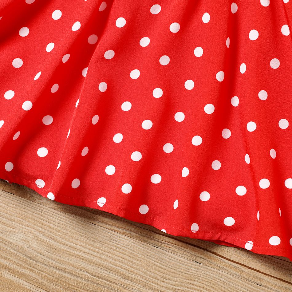 2pcs Toddler Girl Bow Front Polka Dots Camisole and Skirt Set Red big image 5