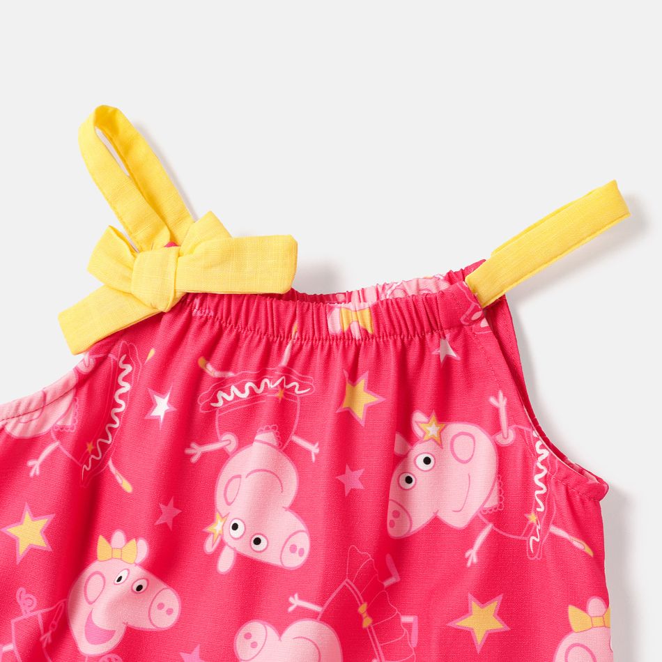 Peppa Pig Toddler Girl Character Print Bow Decor Slip Romper Pink big image 4