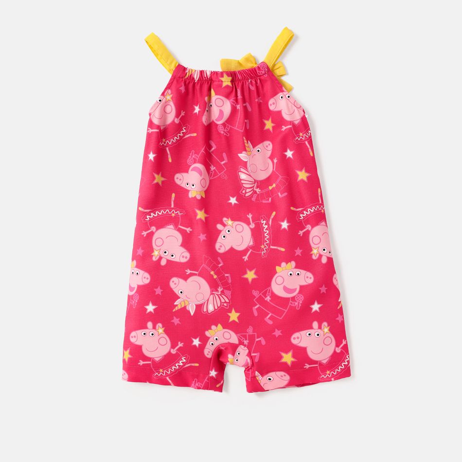 Peppa Pig Toddler Girl Character Print Bow Decor Slip Romper Pink big image 3
