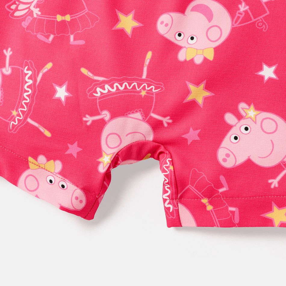 Peppa Pig Toddler Girl Character Print Bow Decor Slip Romper Pink