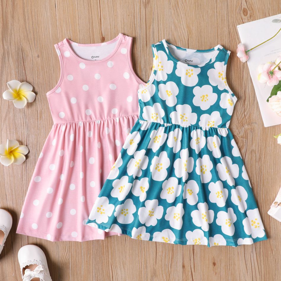 Ärmelloses Kleid mit Herzdruck/Tupfen für Kleinkinder/Kindermädchen rosa big image 2