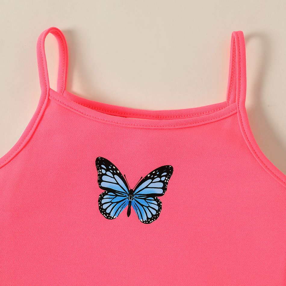 2pcs Toddler Girl Butterfly Print Camisole and Shorts Set Roseo big image 4
