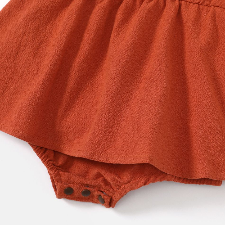 Mommy and Me 100% Cotton Solid Sleeveless Romper Shorts RustRed big image 4