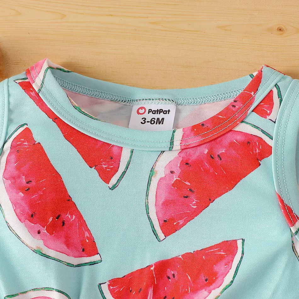 Naia™ Baby Girl Pom Poms Detail Allover Watermelon Print Tank Romper Red big image 3