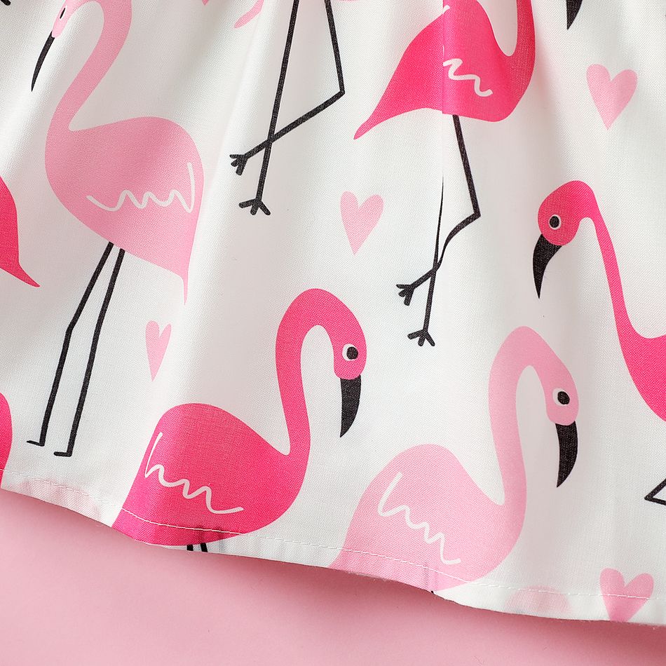 2 unidades Bebé Peça dois em um Flamingo Bonito Sem mangas Vestidos Roseo