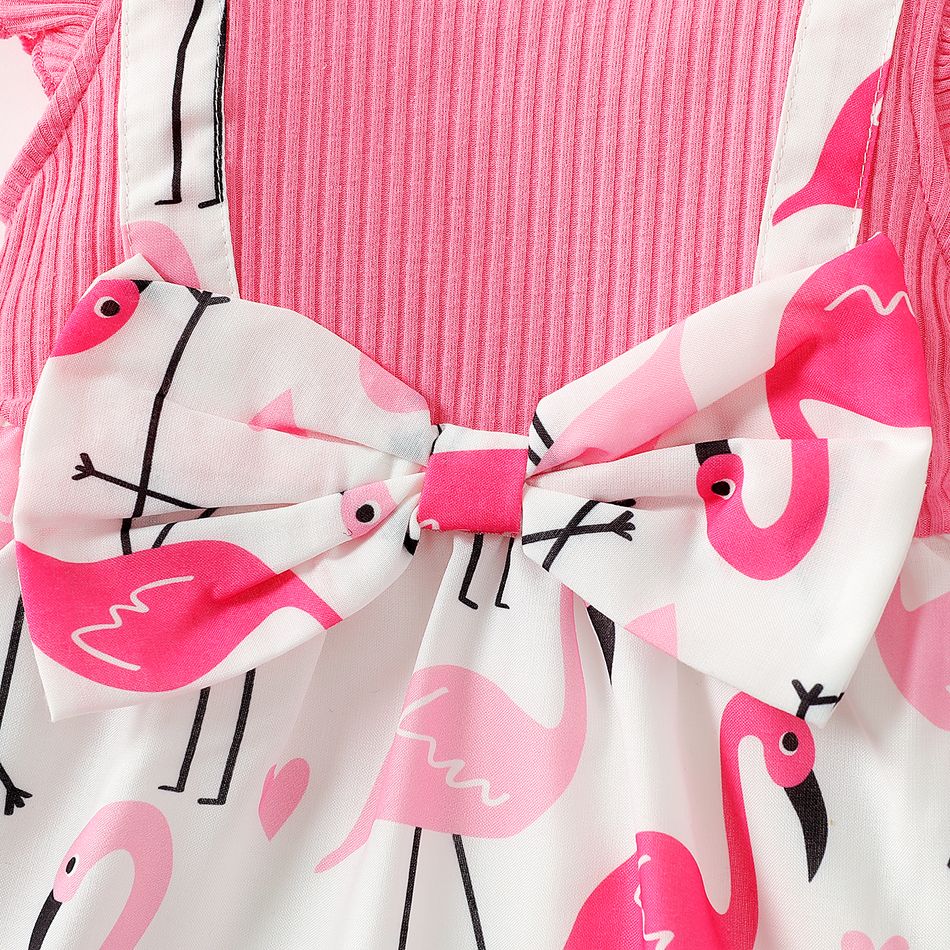 2 unidades Bebé Peça dois em um Flamingo Bonito Sem mangas Vestidos Roseo big image 4