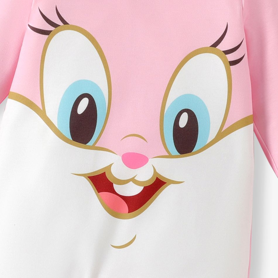 Looney Tunes Baby Boy/Girl Long-sleeve Cartoon Print Jumpsuit Pink big image 3
