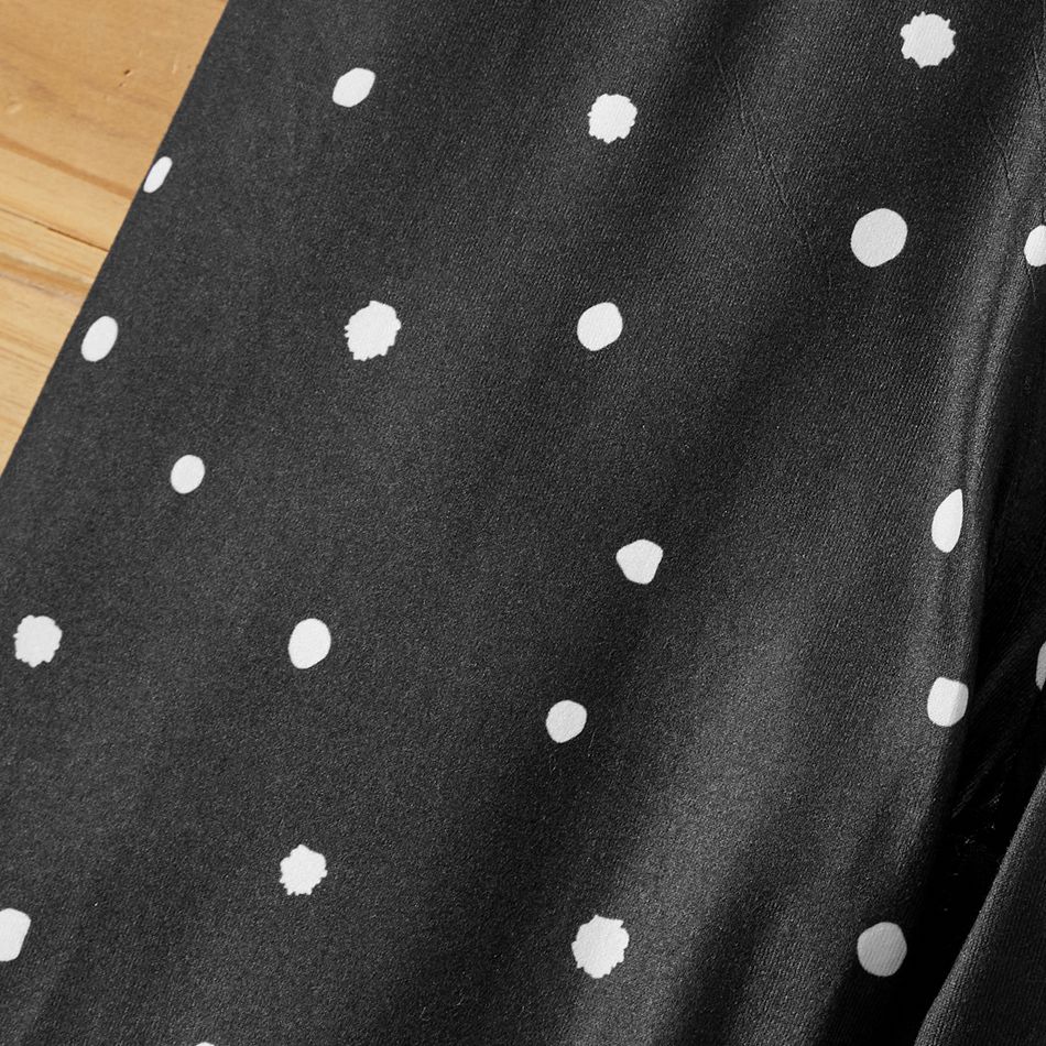 Elastische Leggings aus umweltfreundlichem Rpet-Stoff für Kleinkinder/Kindermädchen mit Herzdruck/Tupfen schwarz big image 4