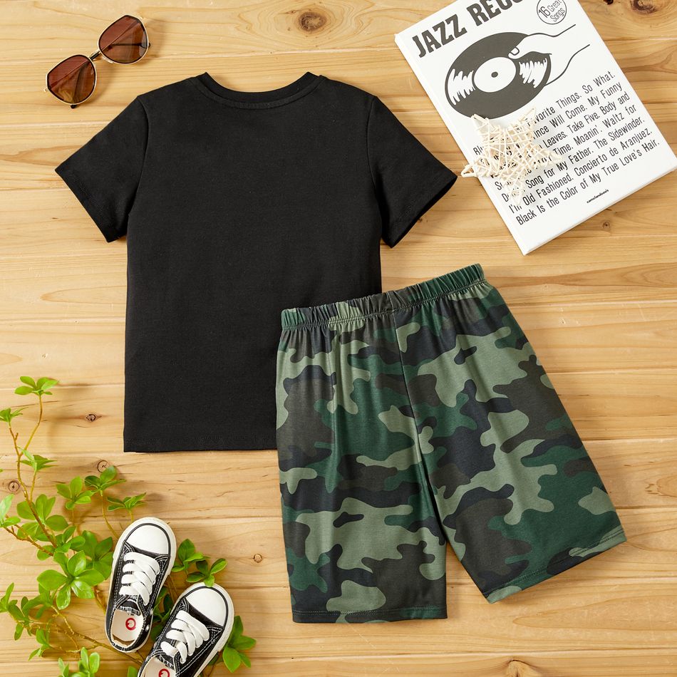 Naia 2pcs Toddler/Kid Boy Pocket Design Short-sleeve Tee and Camouflage Print Shorts Set Black big image 9