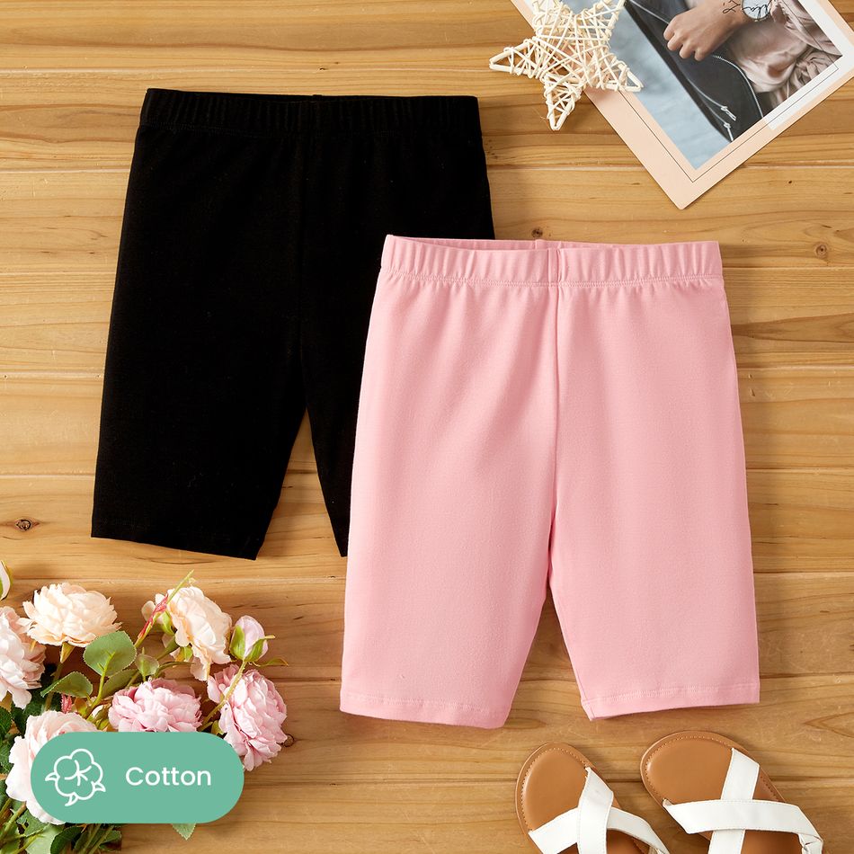 Toddler/Kid Girl Solid Color Cotton Leggings Shorts Pink big image 2