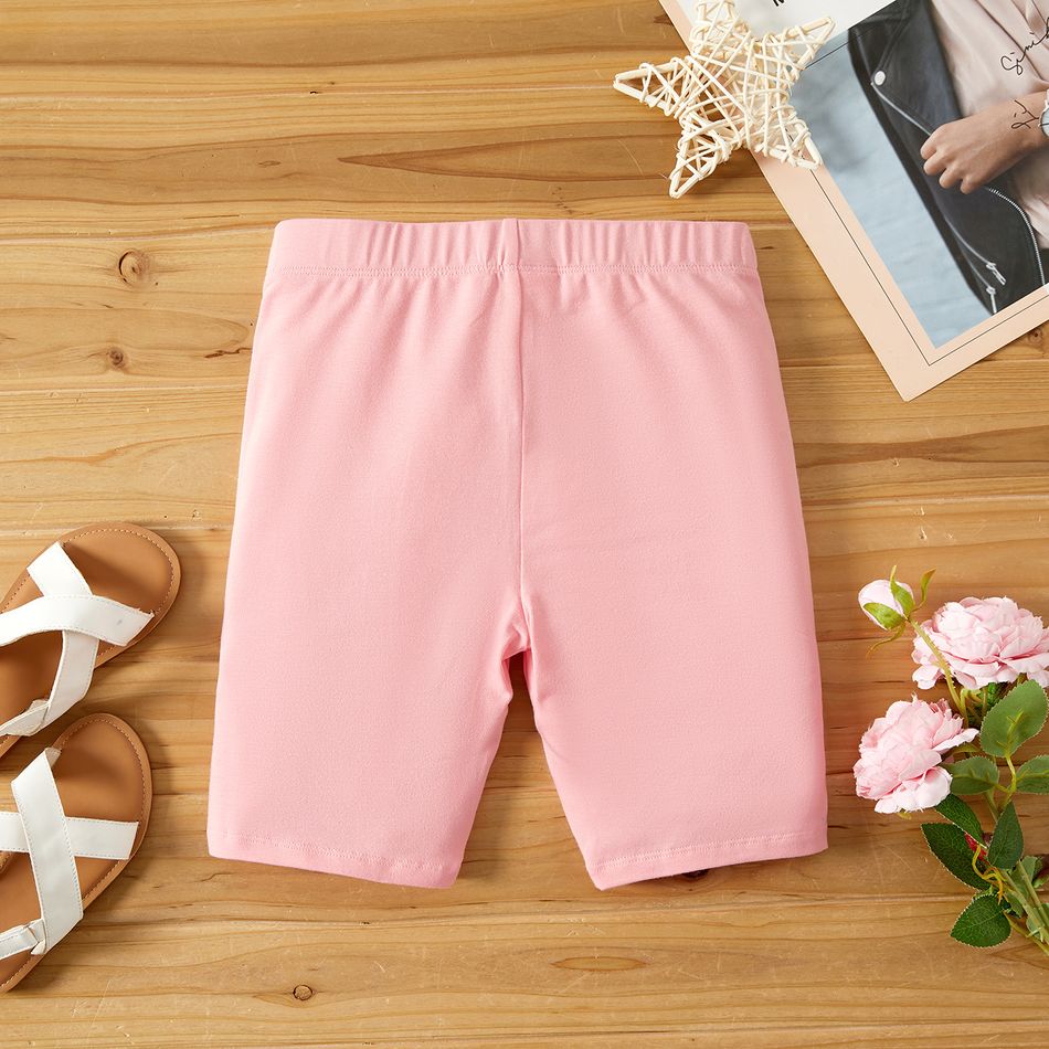 Toddler/Kid Girl Solid Color Cotton Leggings Shorts Pink big image 3