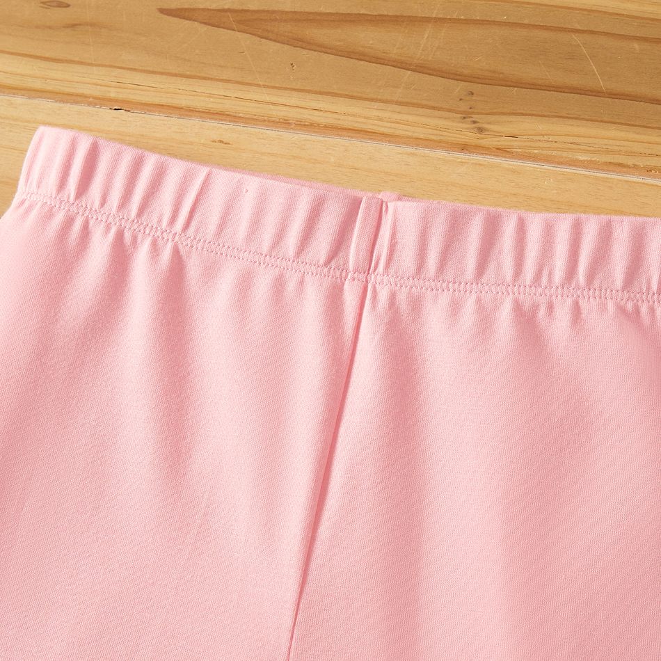 Toddler/Kid Girl Solid Color Cotton Leggings Shorts Pink big image 4
