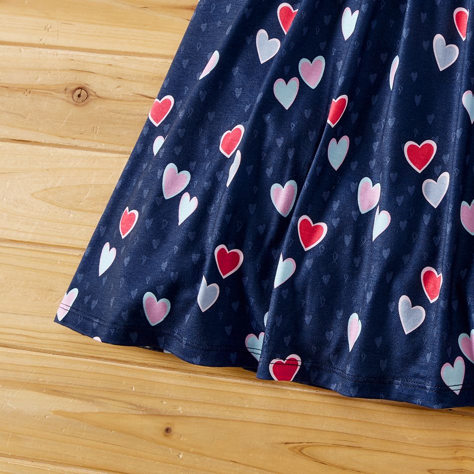 kleinkind/kind mädchen naia™ buntes trägerkleid mit herzdruck und bowknot-design Königsblau big image 5