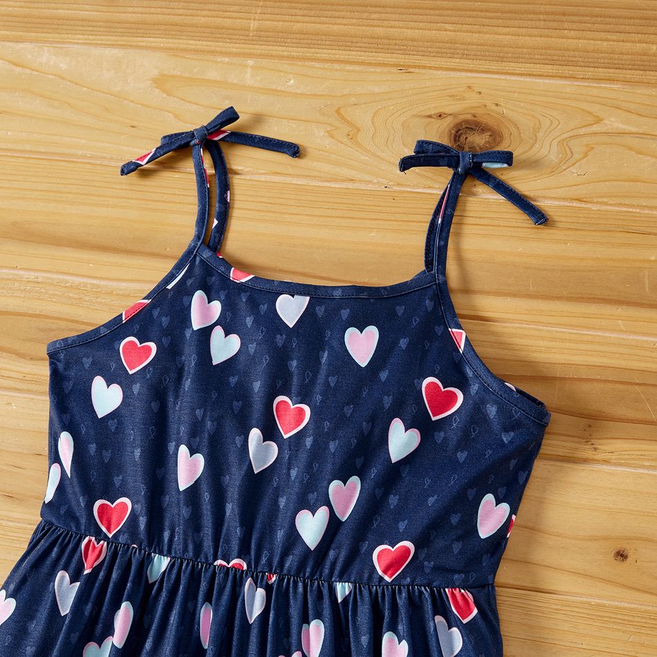 kleinkind/kind mädchen naia™ buntes trägerkleid mit herzdruck und bowknot-design Königsblau big image 3