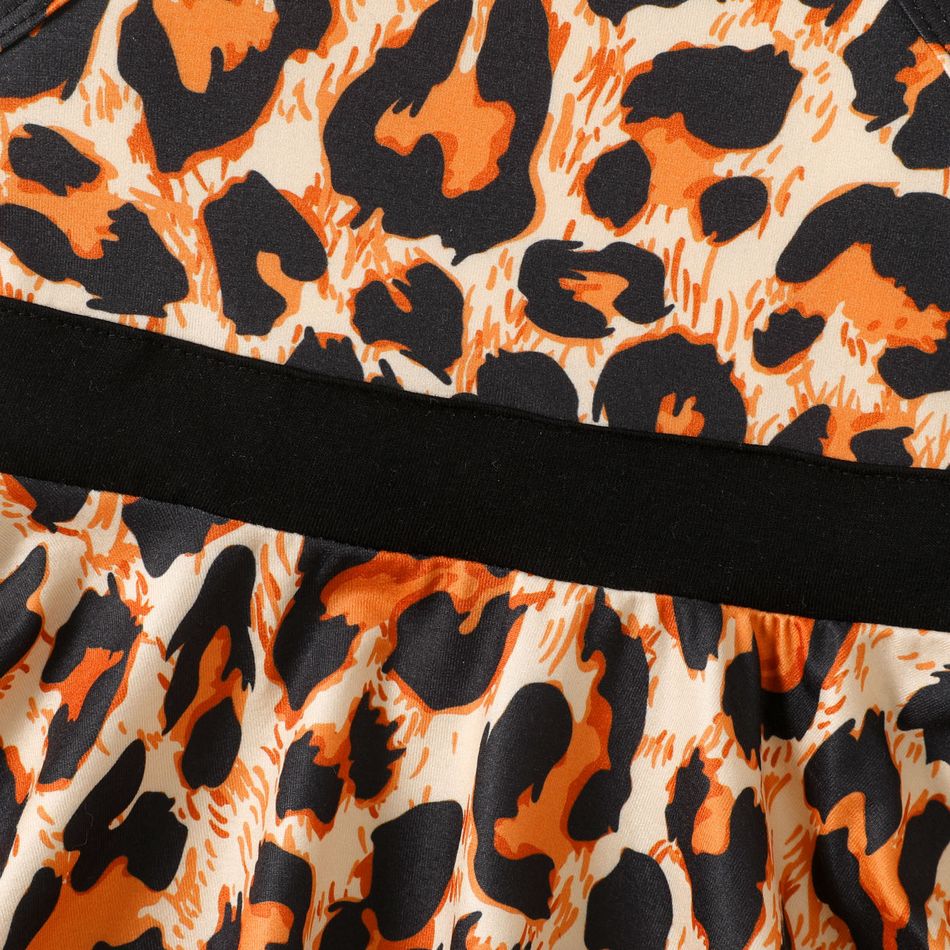 Baby Girl Leopard Print Halter Sleeveless Dress Brown big image 4