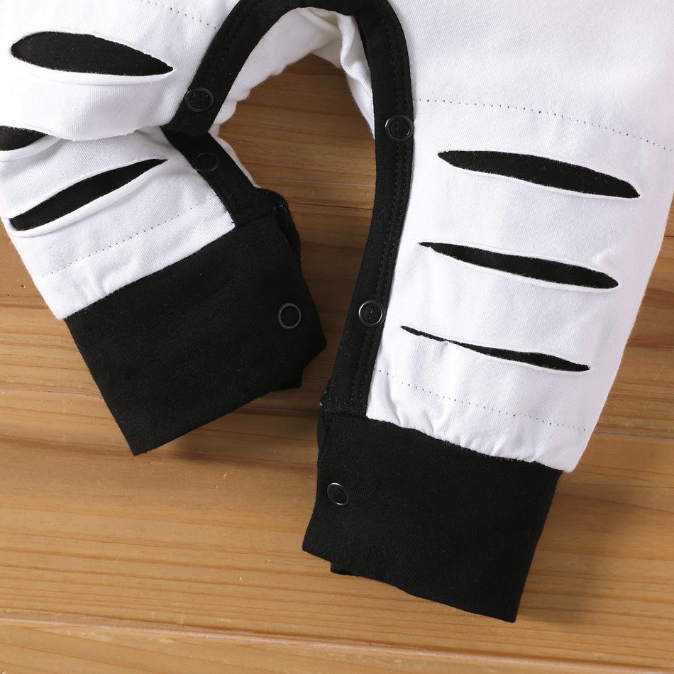 Baby Boy Cotton Contrast Hooded Graphic Print Tank Jumpsuit BlackandWhite
