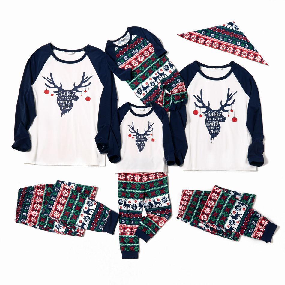 Mosaic Family Matching Reindeer Christmas Pajamas Sets (Flame Resistant) Multi-color