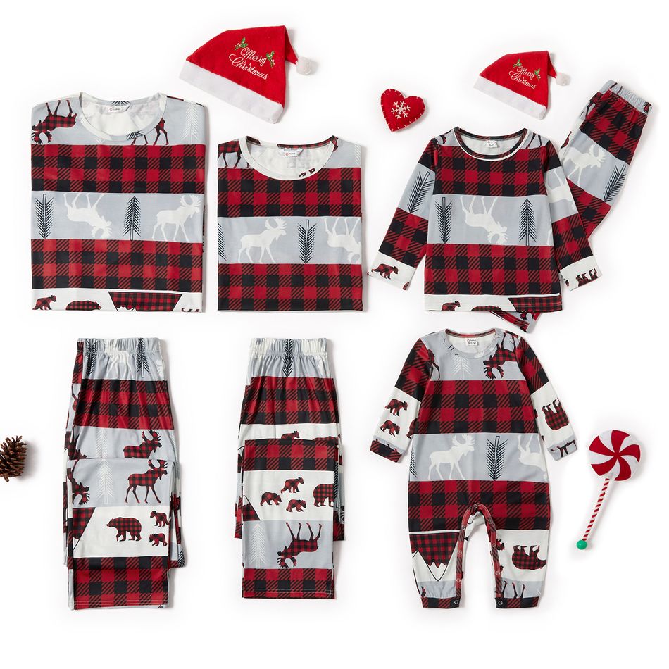 Natal Look de família Manga comprida Conjuntos de roupa para a família Pijamas (Flame Resistant) Multicolorido big image 2