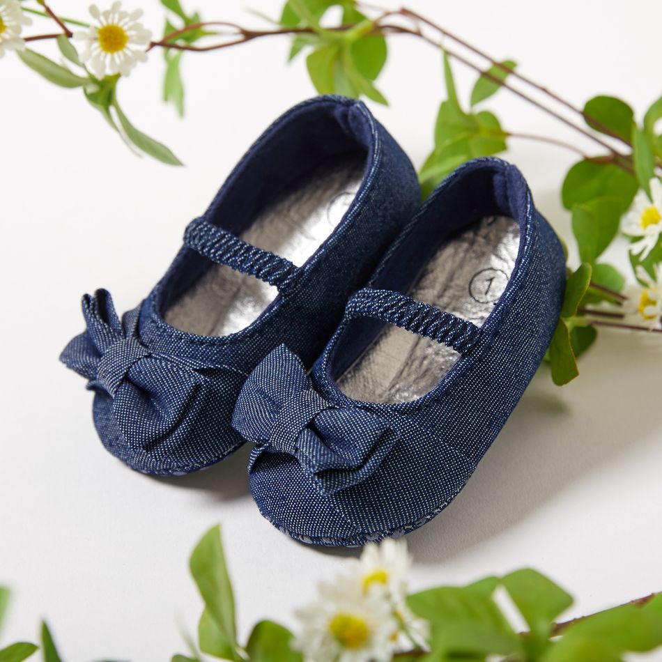 Baby / Toddler Solid Bowknot Slip-on Prewalker Shoes Blue
