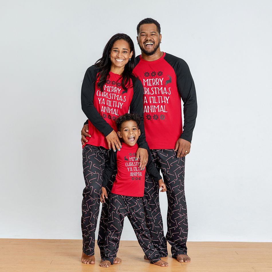 Christmas Letter Print Family Matching Pajamas Sets Red big image 15