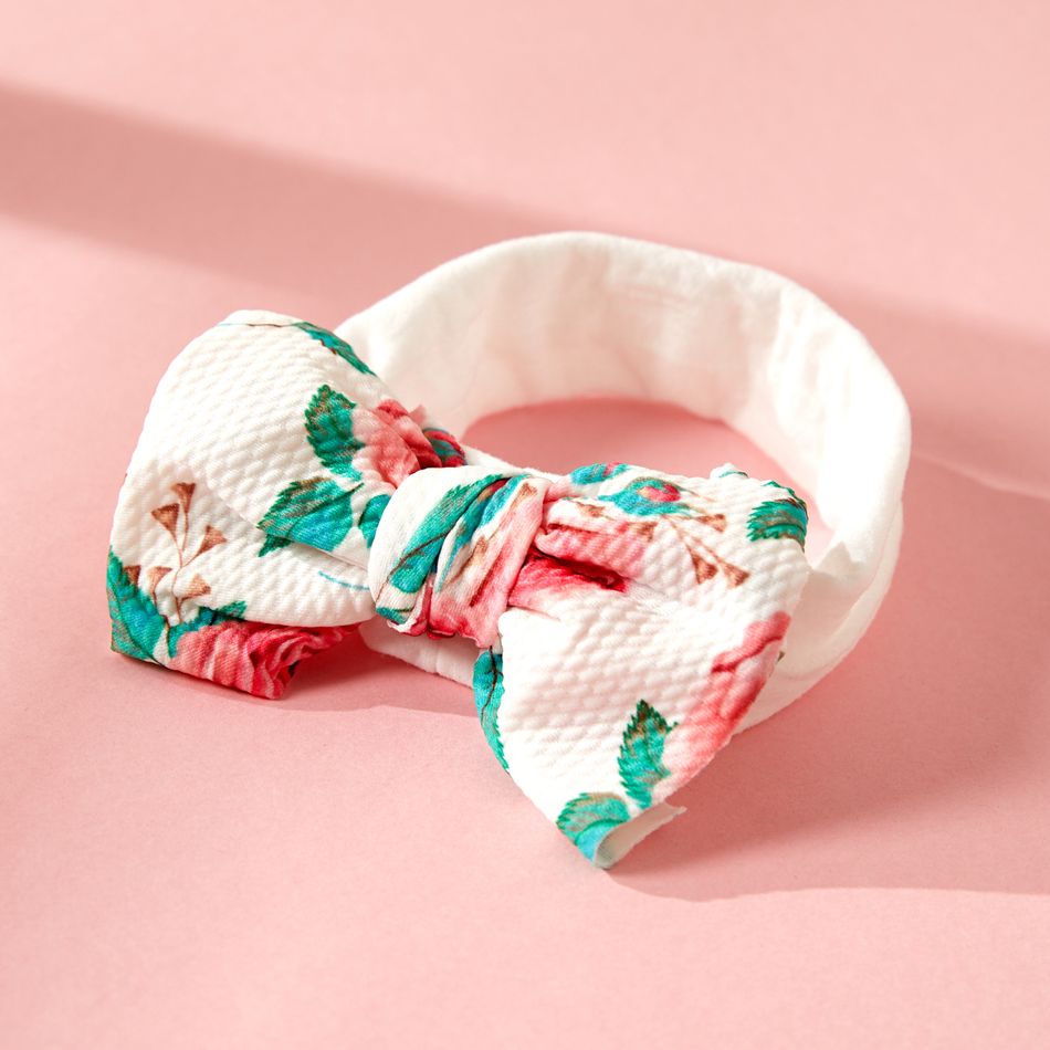 Baby Pretty Heart Print Bowknot Headband White