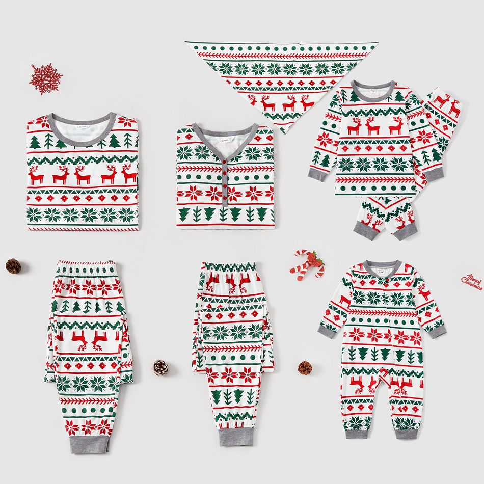 Allover Christmas Print Long-sleeve Family Matching Pajamas Set(Flame Resistant) Multi-color