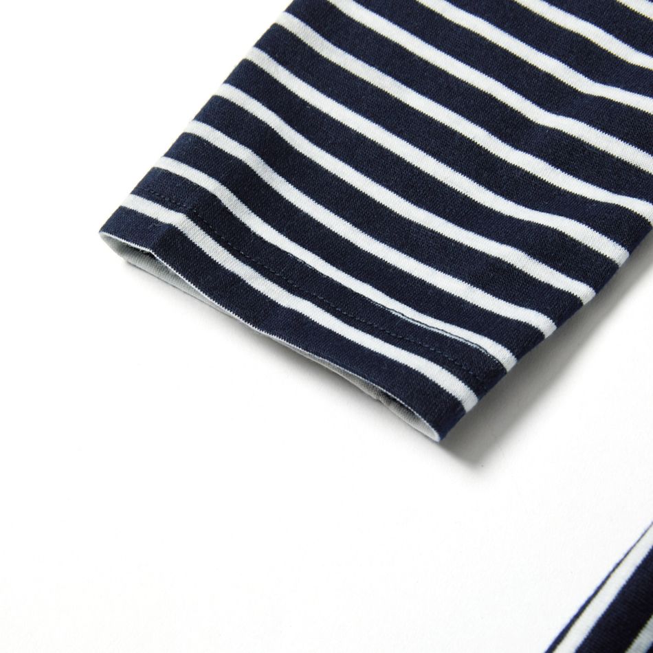 Maternity V-neck Stripes Color block Dark Blue/white Long-sleeve Nursing Tee Dark Blue/white big image 7