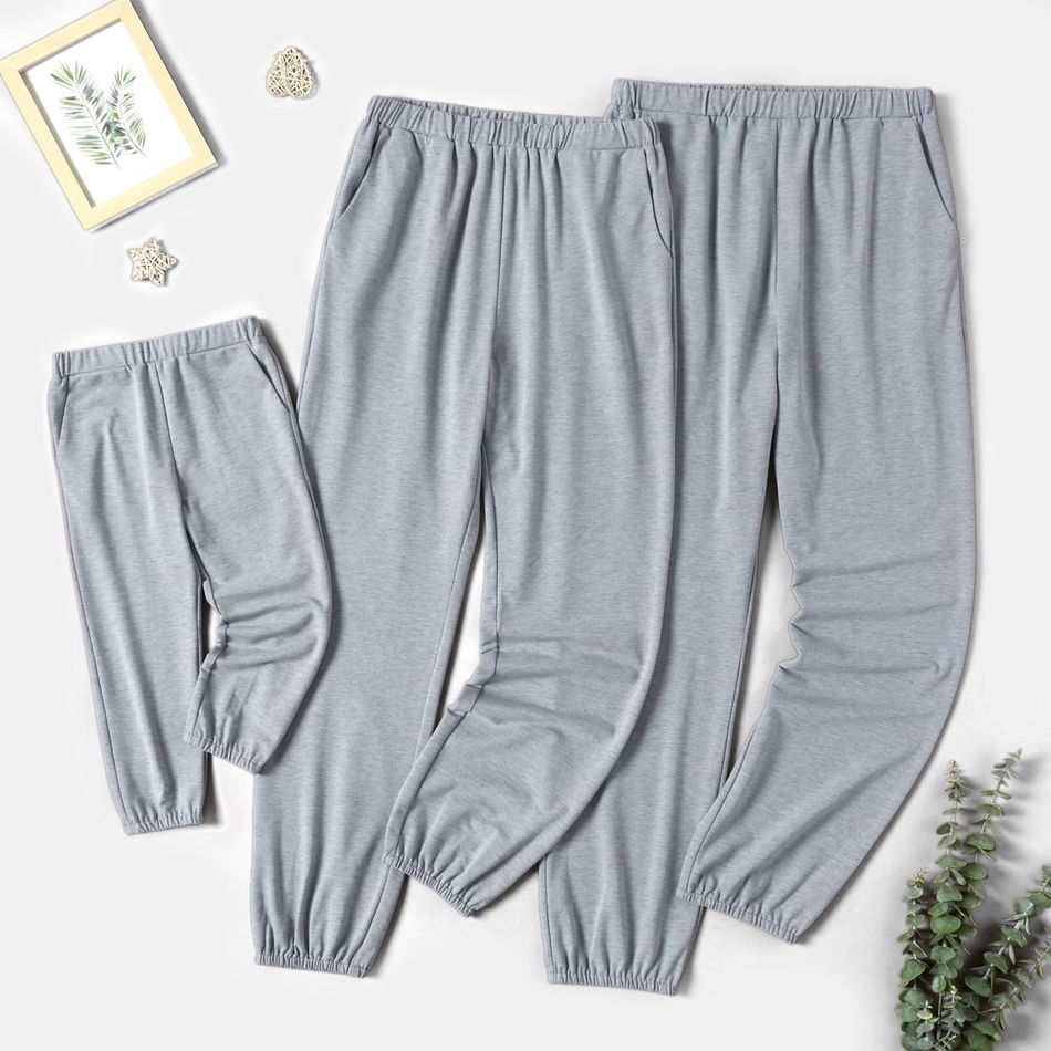 Solid Family Matching Grey Casual Pants Grey