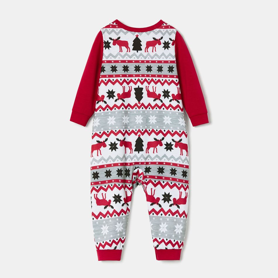 Mosaic DON'T MOOSE WITH ME Family Matching Christmas Pajamas Onesies+Hat（Flame resistant） Red big image 15