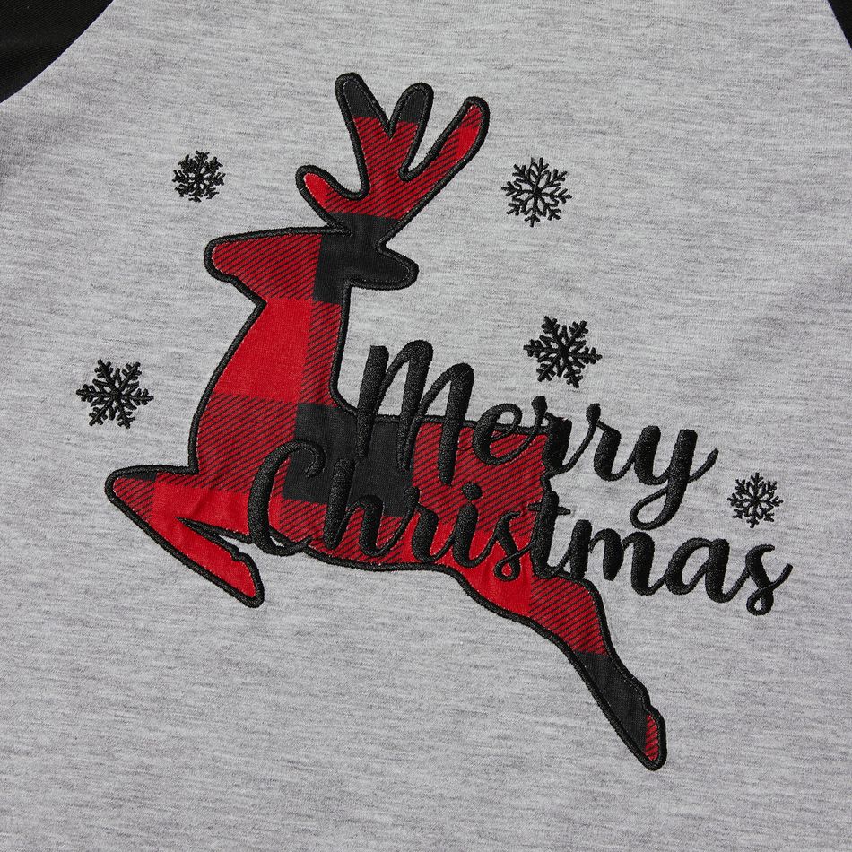 Mosaic Family Matching Reindeer Christmas Pajamas Set（Flame resistant） Color block big image 9