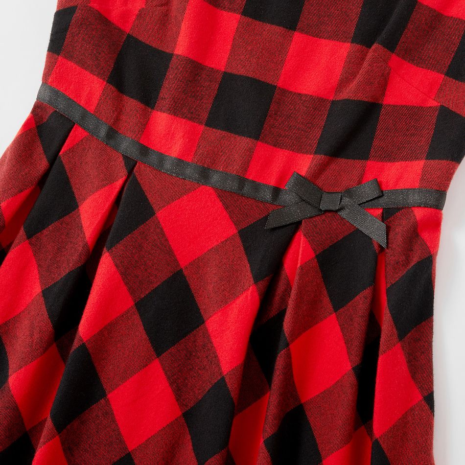 Mosaic Family Matching Cotton Christmas Sets(Bowknot Tank Dresses - Plaid Button Front Shirts- Rompers) Red big image 6